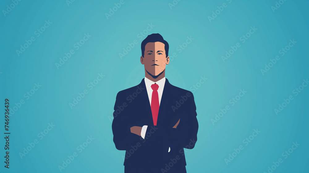 A man wearing a suit and tie with his arms crossed. Portrait of a businessman A man wearing a suit and tie with his arms crossed. Portrait of a businessman