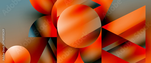 Captivating abstract backdrop composed of interlocking triangles and circles, forming an intriguing dance of shapes and patterns that exude both elegance and modernity