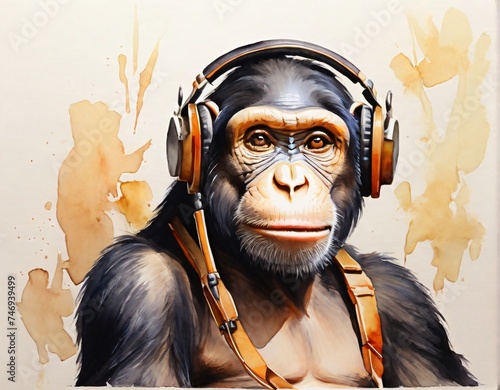 the monkey listening music