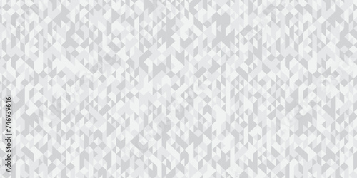 Abstract geometric white and gray background seamless mosaic and low polygon triangle texture wallpaper. Triangle shape retro wall grid pattern geometric ornament tile vector square element.