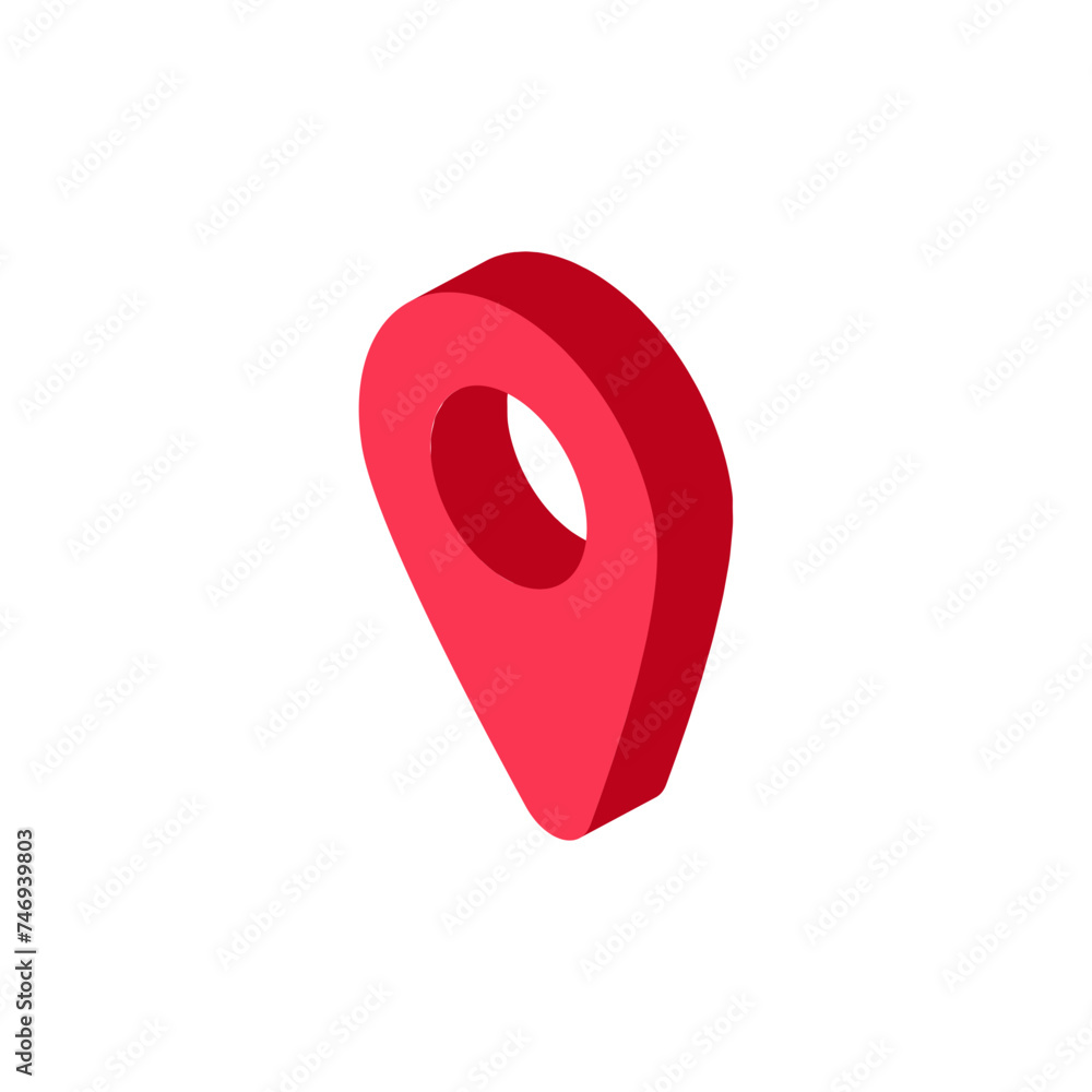 3D illustration of mappin icon in red color. 3D illustration of mappin icon in red color.