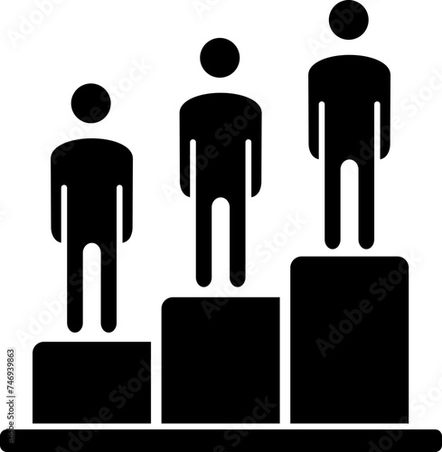Winners standing on podium with first, second and third position.