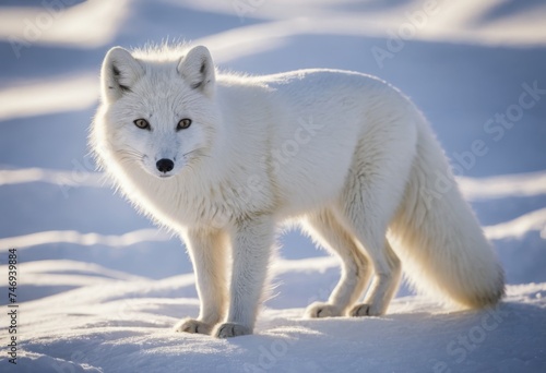 Arctic fox in his white winter coat