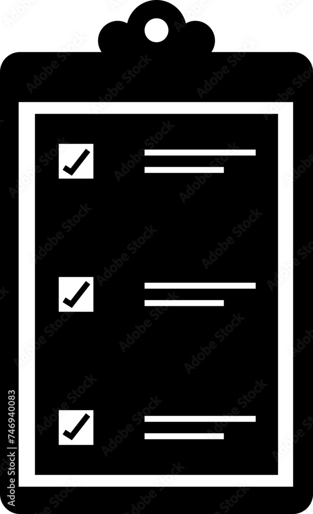 Black and white checklist icon in flat style. Black and white checklist icon in flat style.
