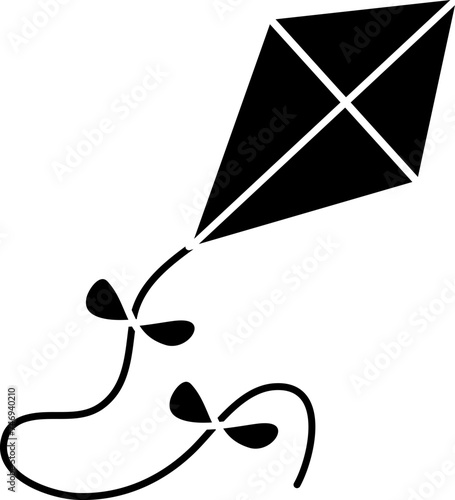 Glyph icon of kite in b&w color.