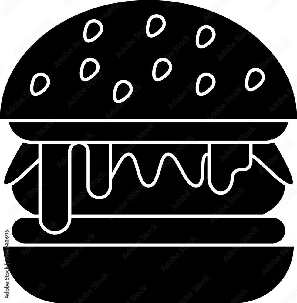 Vector sign or symbol of burger in b&w color. Vector sign or symbol of burger in b&w color.