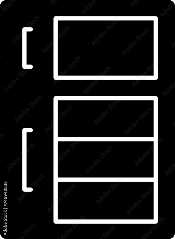 B&W refrigerator icon in flat style. B&W refrigerator icon in flat style.