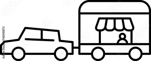 Black line art auto travelling shop.