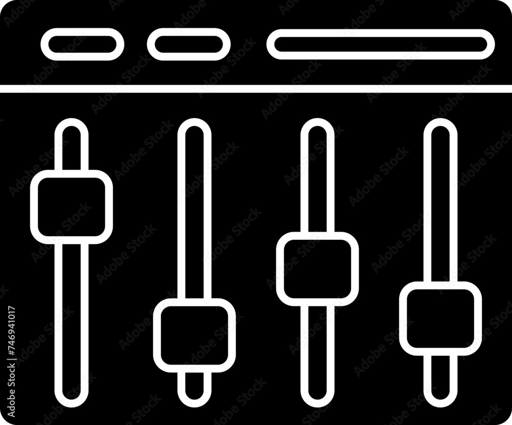 Icon of adjustment symbol on web page in b&w color. Icon of adjustment symbol on web page in b&w color.
