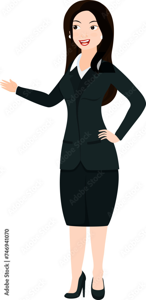 Business woman character standing in stylish pose. Business woman character standing in stylish pose.