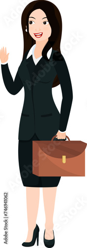 Stylish business woman walking with briefcase.