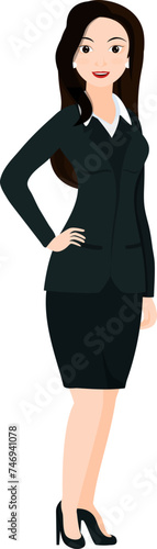 Modern business woman standing in stylish pose.