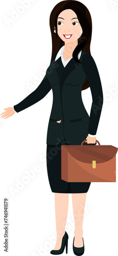 Beautiful business woman standing with a briefcase.