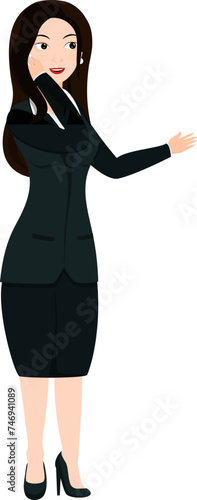 Character of business woman talking on phone.