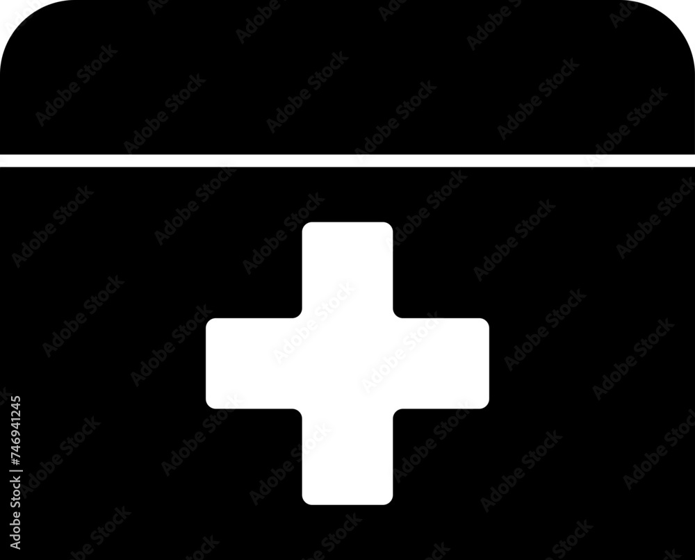 Isolated first aid box icon in b&w color. Isolated first aid box icon in b&w color.