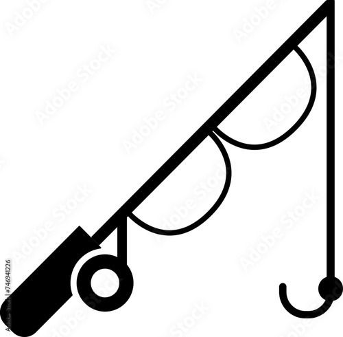 Fishing rod icon in flat style.