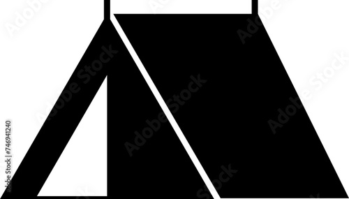 Flat style tent glyph icon or symbol.