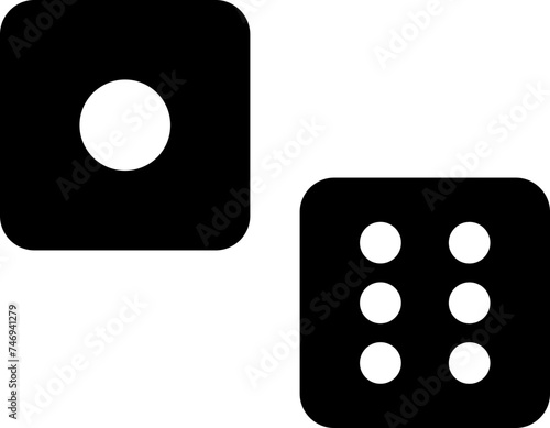 B&W pair of dices in flat style. 