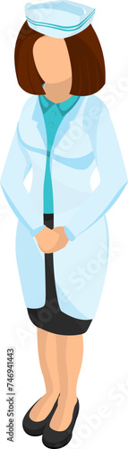 Isometric character of a nurse in standing pose.