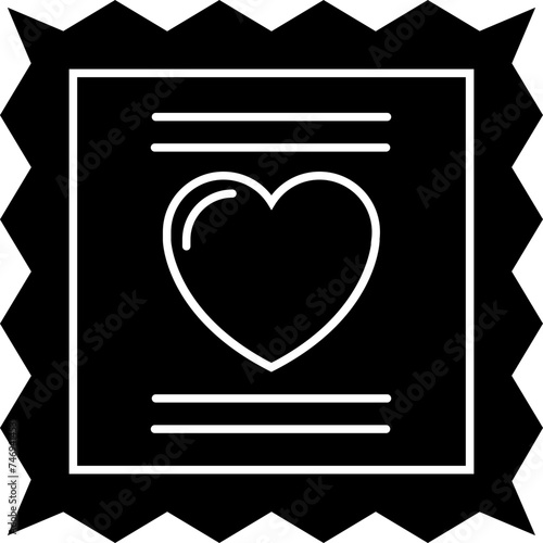 B&W charity stamp glyph icon or symbol.