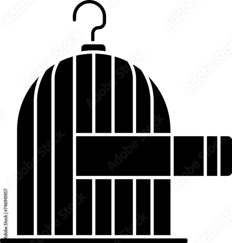 B&W bird cage or freedom icon in flat style.