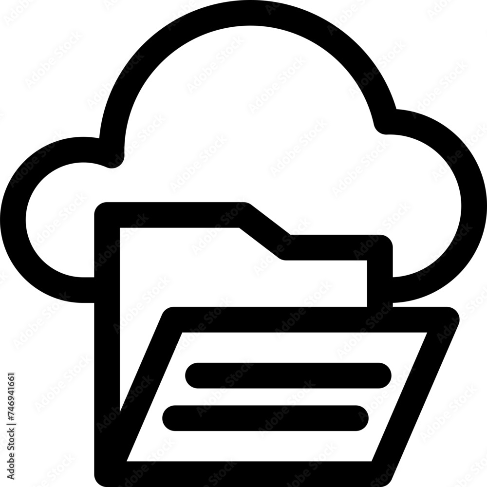 Cloud data storage icon in line art. Cloud data storage icon in line art.