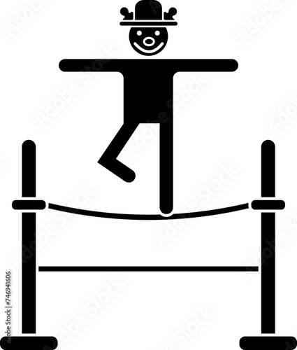 Tightrope walker icon in b&w color.