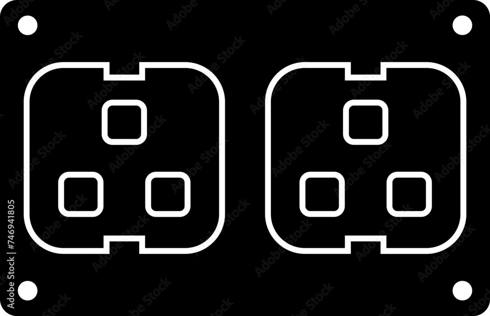 B&W socket icon in flat style. B&W socket icon in flat style.