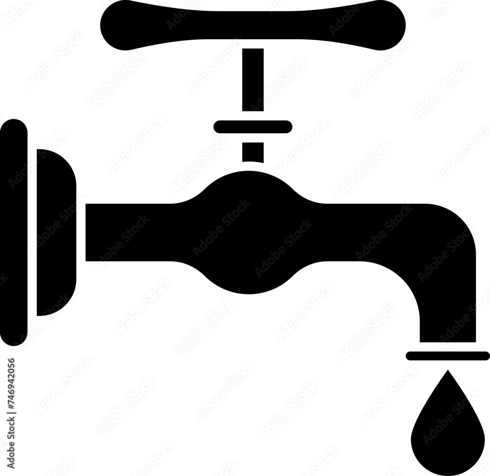 Black water tap icon for save water concept. Black water tap icon for save water concept.