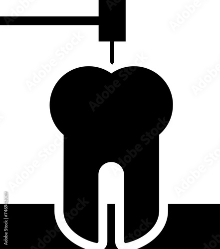 Tooth cleaning icon in black color.