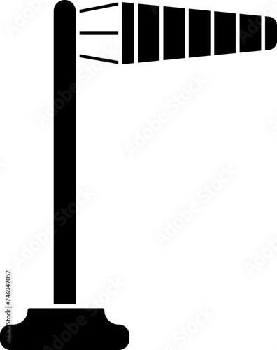 Flat style windsock icon in b&w color.