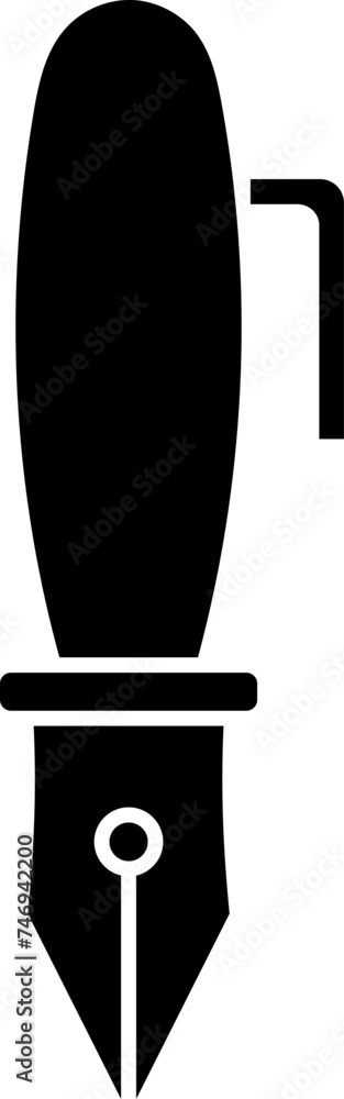 Black fountain pen icon on white background. Black fountain pen icon on white background.