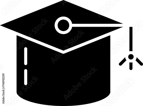Icon of black mortar board on white background.