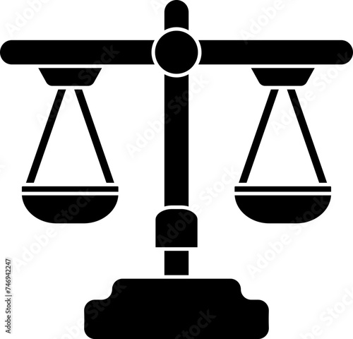 Vector illustration of balance scale in b&w color.