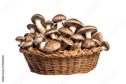 Basket of Fresh Mushrooms Isolated On Transparent Background