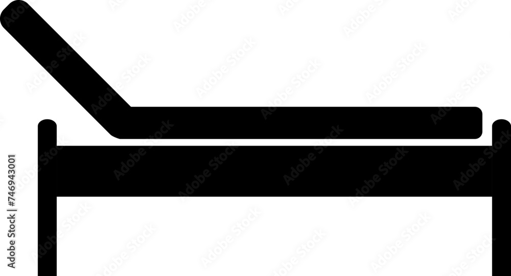 Illustration of stretcher bed icon in black color. Illustration of stretcher bed icon in black color.
