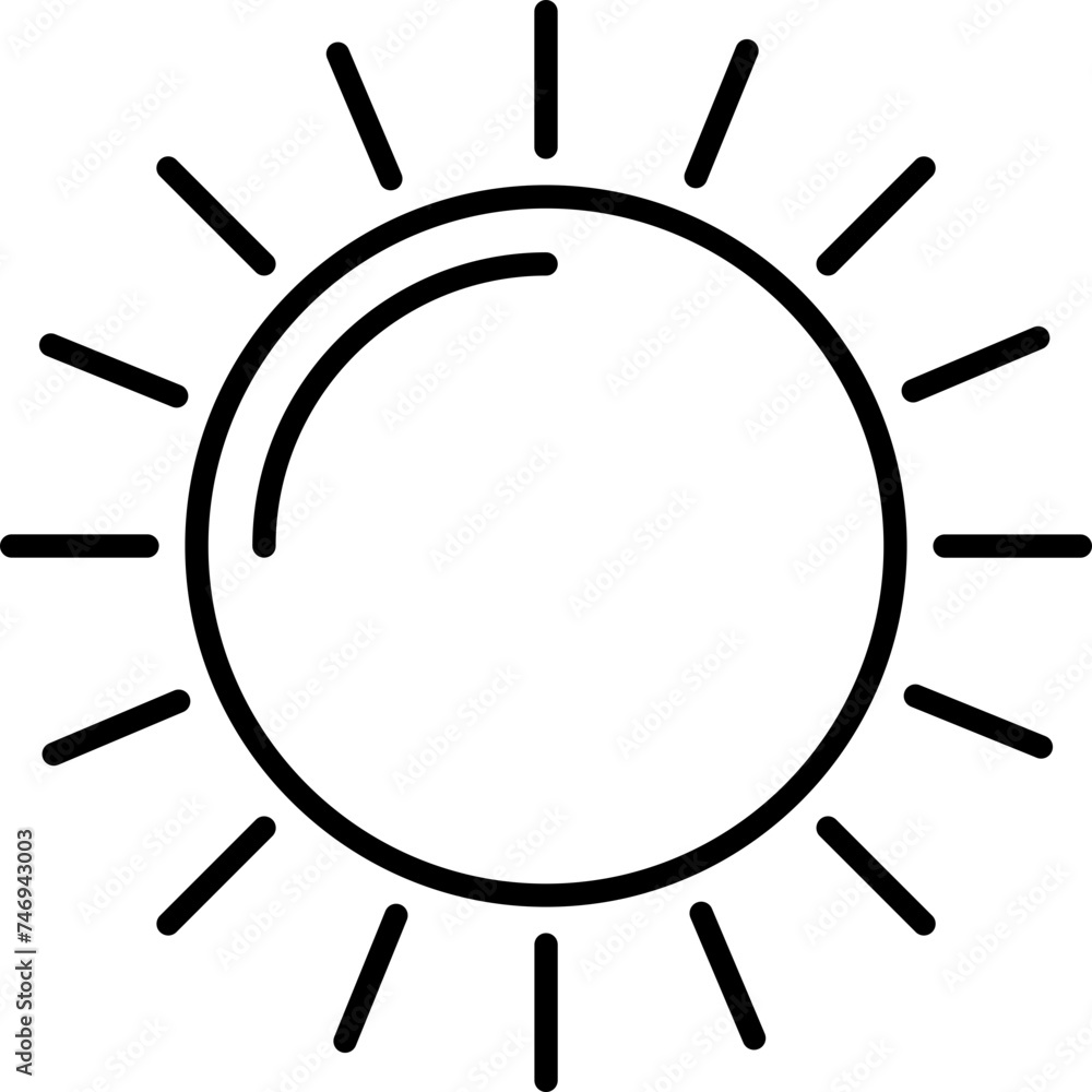 Isolated thin line icon of sun for energy concept in black color. Isolated thin line icon of sun for energy concept in black color.