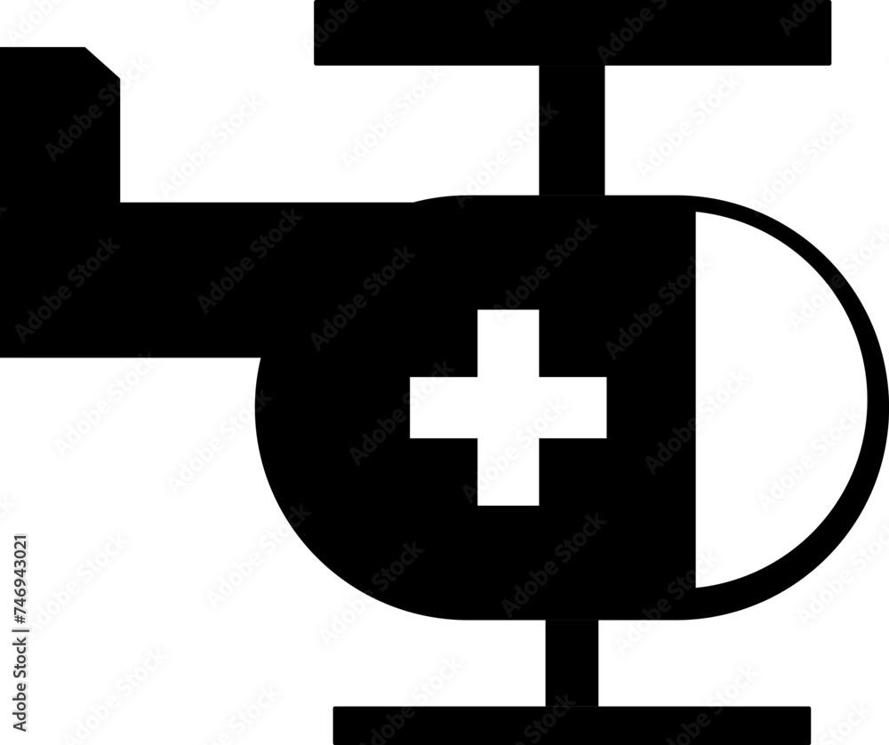 B&W icon or symbol of ambulance helicopter. B&W icon or symbol of ambulance helicopter.