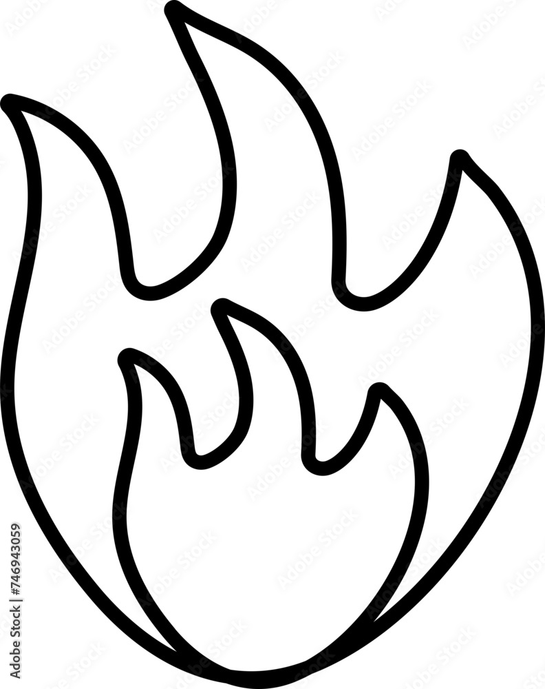 Thin line icon of flame. Thin line icon of flame.