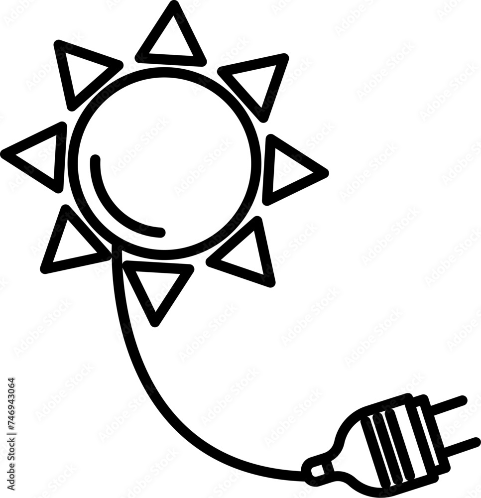 Solar energy icon made with thin line stroke. Solar energy icon made with thin line stroke.