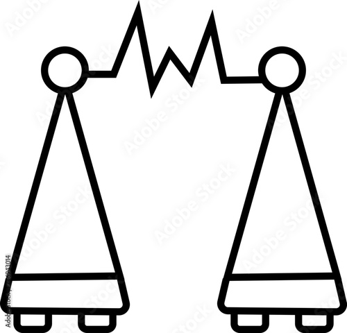 Black line stroke icon of electric current.