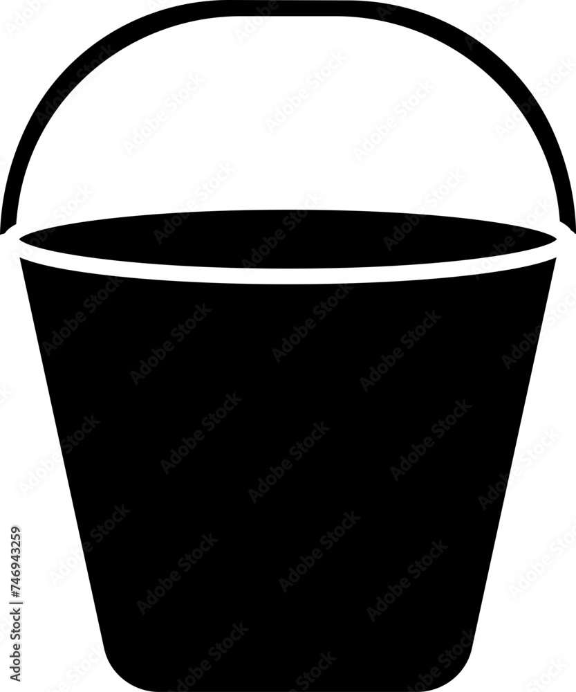 Black bucket icon on white background. Black bucket icon on white background.