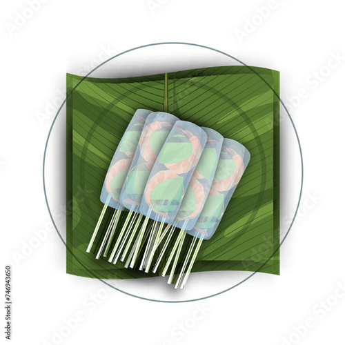 Goi cuon or traditional spring rolls filled with vegetable and prawns.