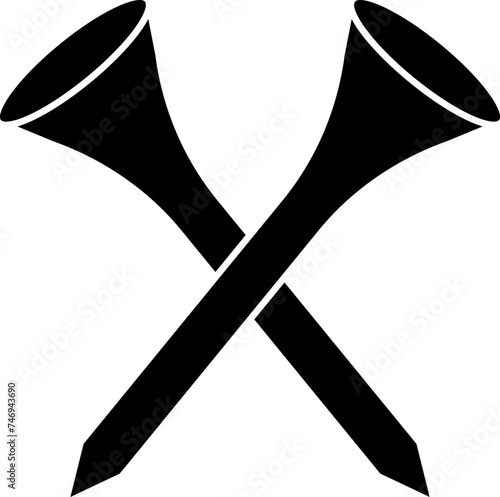 Crossed golf tees icon in flat style.