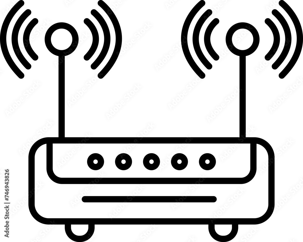 Black line art illustration of a router. Black line art illustration of a router.