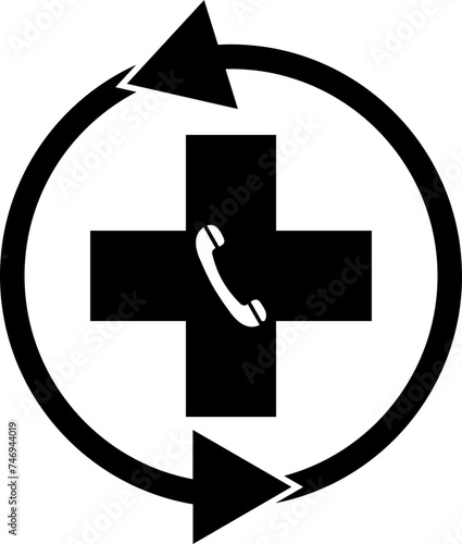 24 hours medical helpline icon or symbol.