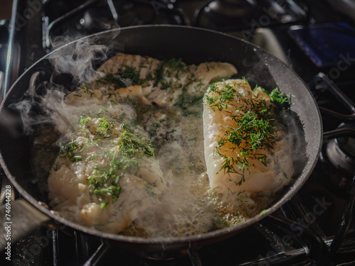 pan fried cod with dill  © Cam