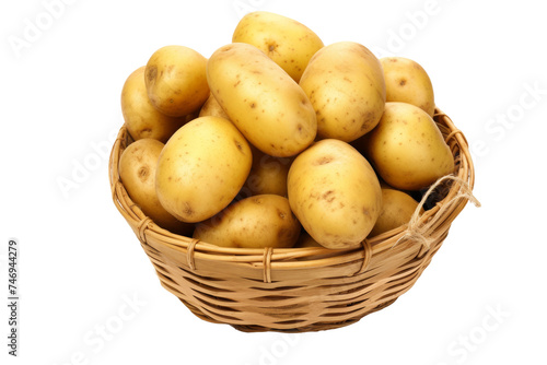Fresh Potatoes in a Basket Isolated On Transparent Background