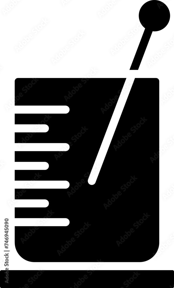Measurement beaker glyph icon in flat style. Measurement beaker glyph icon in flat style.