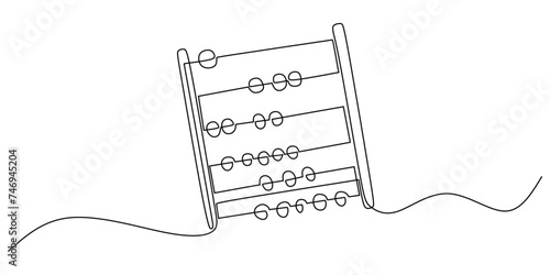 Abacus in Continuous one line art drawing. Hand drawn counting frame sketch minimalist for math study.